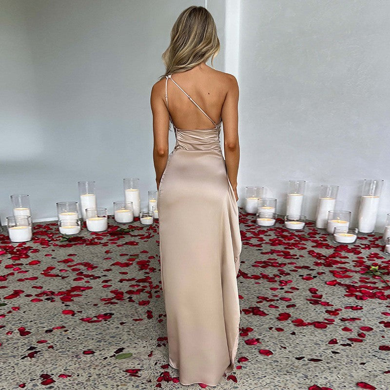 Saphira Satin Slit Dress