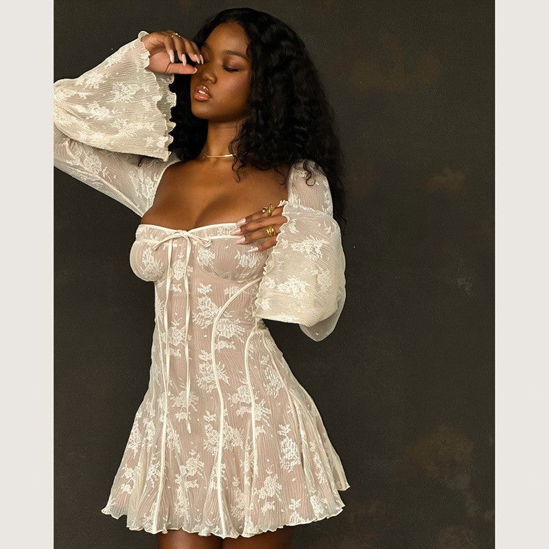 Seraphine Bell-Sleeve Lace Dress