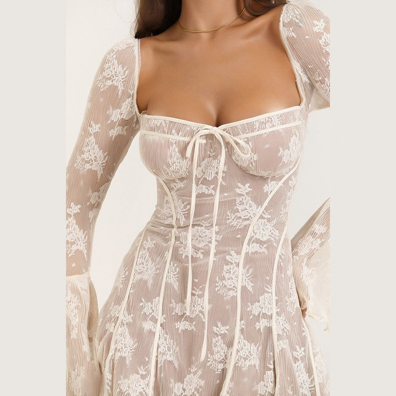 Seraphine Bell-Sleeve Lace Dress